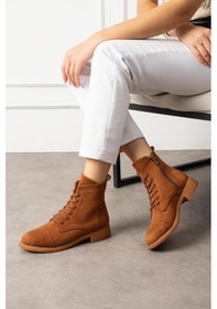 Resim Shoetek Marcello Kadın Bot&bootie Kauçuk Tabanlı Bağcıklı Taba Süet Taba Suet 