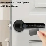 Resim 1 Adet Akıllı Parmak İzi Kilidi - 3'ü 1 Arada Açma (Parmak İzi/Anahtar/Kablosuz), Metal Siyah Modern Giriş Kapısı Güvenlik Donanımı, Pil ile Çalışır (AAA Dahil Değildir) - Ev Erişim Kontrolü, Kapı Güvenlik Sistemi, Mat Yüzey 