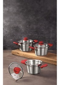 Resim Bonera Etna 6 Prç Çelik Tencere Seti 