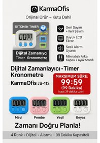 Resim Dijital Kronometre Beyaz Mavi Tuşlu 99 Dakika Alarmlı Timer Büyük Lcd 
