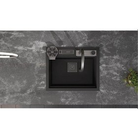 Resim Real Stone Angel Granit Akıllı Eviye Seti Siyah 60 x 49 CM Siyah 