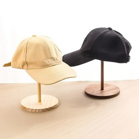 Resim Şık Ahşap Şapka Standı - Rustik Çekicilikli Ayakta Durabilen Beyzbol Şapka Sergisi, Gardırop Düzenlemesi ve Peruk Stil için Mükemmel, Çok Yönlü Bej & Siyah Seçenekler, Şapka Sergi Standı|Minimalist Şapka Standı|Sağlam Yapı 