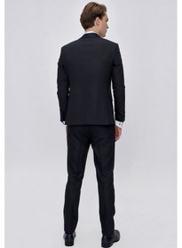Resim Morven Erkek Lacivert Santos Çıkma Yaka Slim Fit Damatlık Lacivert 
