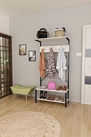 Resim Metal Portmanto Askılık Vestiyer Ayakkabılık Dolabı Barok Beyaz/Fırınlı Boya Çizilmez/Ücretsiz Kargo 