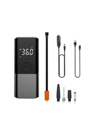 Resim Dijital Araç Lastik Hava Şişirme Pompası Led Işıklı Taşınabilir Şarjlı Siyah 