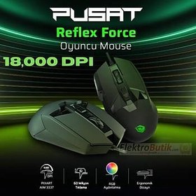 Resim PUSAT REFLEX FORCE 18000 DPI OLED EKRANLI YUKSEK PERFORMANSLI RGB OYUNCU MOUSE-SIYAH 