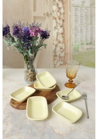 Resim Keramika Sarı Dikdörtgen Çerezlik 11 Cm 6 Adet 103 Sarı Kase 