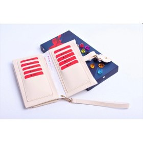 Resim Krem Maça Model Trend Kadın Cüzdanı - Anahtarlık Hediyeli Krem 