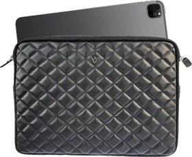 Resim ® GERÇEK DERİ 13" LAPTOP VE A4 EVRAK EL ÇANTASI CLUTCH / 6218 SİYAH (KARE KUZU) 