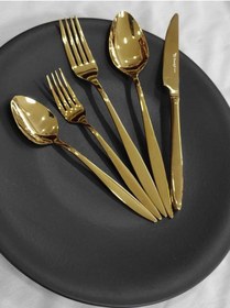 Resim Carmen 60 Parça Çay Kaşıksız 12 Kişilik Çatal Kaşık Bıçak Seti Gold 
