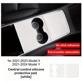 Resim Xuweiwei 1 Set Tesla Model 3 2021-2023 / Model Y 2021-2024 Beyaz Konsol Kaplama Kiti Silikon 