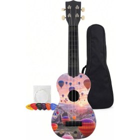 Resim Soprano Ukulele Kapadokya Desenli Kapak 