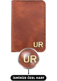 Resim Twingold İsme Özel Dikey Mini Cüzdan - %100 Rainbow Deri - A010005 - Tobacco Tobacco 