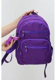 Resim Sevimli Peluş Figürlü Günlük Kadın Sırt Çantası Şık, Kullanışlı, Okula Ve Seyahate Uygun Mor 
