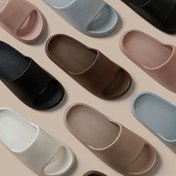 Resim Unisex EVA Kaydırma, 2024 Moda Tüm Mevsim Slip-On Kum Yastığı, Casual Düz Renk Açık Ayak Ucu Düz Topuk, Yumuşak Kaymaz Taban, Ev Banyo Plaj Ayakkabı, Bilek Bant Tasarımı, Baskısız 