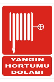 Resim yüksel34 Yangın Hortumu dolabı uyarı levhası aliminyum metal 19*26 cm arkası yapışkanlı 