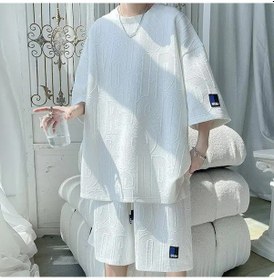 Resim Snapbuy2025 Erkek Waffle Tz30 Yazlık Tişört + Şort Eşofman Takımıwhıte WHITE 