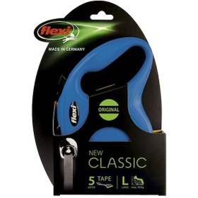 Resim Flexi New Classic Mavi Otomatik Şerit Köpek Gezdirme Tasması-L Mavi 