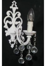 Resim Beyaz Döküm Taşlı Aplik e 14 Duy Beyaz 