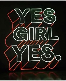 Resim Yes Girl Yes Neon Led Aydınlatma Tabela 50x50 cm Turuncu-Beyaz, yesgirls 