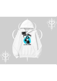 Resim Kapşonlu Sweatshirt Anime Cyberpunk Kız Baskılı Beyaz 