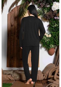 Resim Nisanca Uzun Kollu Bambu Anne Pijama Takımı- Genç Anne Serisi Siyah 