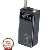 Resim 50000 мАч Powerbank - фонарик с быстрой зарядкой, цифровой, 4 выхода 