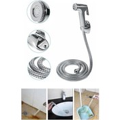 Resim Yayke Spiralli Taharet Musluk Seti Krom Tuvalet Tabancası Taharet 