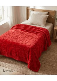 Resim Merinos Elegans Çift Kişilik Battaniye Kırmızı Çiçekli Kırmızı 