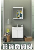 Resim Biani Fix Loft 65 Cm Banyo Dolabı,Seramik Lavabolu, Aynalı,Lavabo Dahil,Mdf,Mat Beyaz 