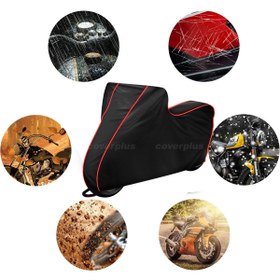 Resim CoverPlus Apec PS5 Branda SİYAH Topcase Arka Çanta Uyumlu Motor Brandası (Kırmızı Dikişli) 