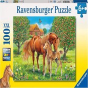 Resim Ravensburger 100 Parça Puzzle Çayırda Mutlu Atlar 105779 