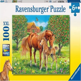 Resim Ravensburger 100 Parça Puzzle Çayırda Mutlu Atlar 105779 