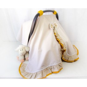 Resim Tek Puset Ortusu %100 Pamuk Cift Kat Firfirli Ekose Bej 