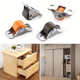 Resim 4'lü Paket Sessiz Mini Çekmece Tekerlekleri - 1.27 cm Yönlendirici Tekerler ile Pürüzsüz İt & Çekil Mobilya, Tatami Yatağı ve Depolama Kutuları için, Turuncu & Gri Metal Braketli Tekerler, Mobilya Taşıma Tekerleri, Ev Organizasyonu, Kompakt Döküm Tasarımı, Sağlam Braket Yapısı 