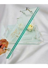 Resim Reflection Gümüş Şeffaf Söz Tepsisi Ve Damat Kahve Tepsisi Krem Krem 