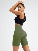 Resim MİSTİRİK Dublin Model Fitilli Örme Şort Seamless Model Biker Şort Spor Şort Kısa Şort Haki Renk 
