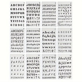 Resim 12 adet Harf Şablonu Boyama için 10.16 X 17.78 Cm Harf Günlük Şablonları Yeniden Kullanılabilir Plastik Harf ve Sayı Şablonu Yazı Tipi Şablonları Günlük, Defter, Scrapbooking Dekorasyon Malzemeleri için 