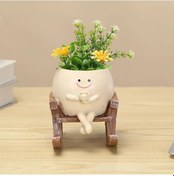 Resim Ranyeek Gülümseyen Figürlü Süs Bitki Saksısı - Bahçe Dekorasyonu İçin Succulent Uygun, Sanatsal Zenginlik Ve Neşeli Atmosfer Oluşturucu 