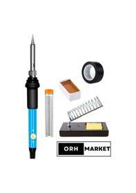 Resim 60W Lehimleme Seti – Sıcaklık Ayarlı Havya, Metal Stand, Lehim Pastası ve Elektrik Bandı 