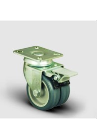 Resim Et01Mkt50F Oynak Frenli Tablalı Çiftli Termo Kauçuk Tekerlek 