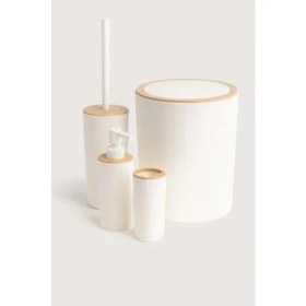 Resim Erdo Ticaret Modern Çizgili 4 Parça Banyo Çöp Kovası Seti - 7 Litre 