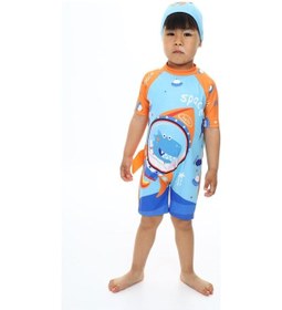 Resim My Kids Wear Boneli Fermuarlı Erkek Çocuk Mayo Turuncu 