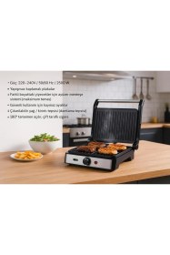 Resim Allians 2500W Tost Makinesi, Yapışmaz Plakalar, 180° Tam Açılır, Çift Taraf Izgara 