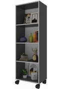 Resim Kenzlife Kitaplık Beril 148 040 020 Gri Tekerlekli Mutfak Dolabı Banyo Ofis Ayakkabılık Kiler 