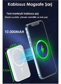 Resim Magsafe 10000 Mah Powerbank Taşınabilir Kablosuz Şarj Cihazı Iphone Uyumlu Wireless 