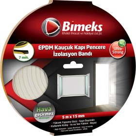 Resim Bimeks Epdm Kauçuk Kapı Pencere Bandı 7Mmx15Mmx5Mt Beyaz 