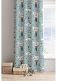 Resim Bisikletli Fil Desenli Fon Perde Çocuk Ve Bebek Odası Süet Dijital Baskılı Ekstrafor Büzgü Tek Kanat Çok Renkli 