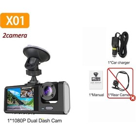Resim 1080p Araba Dvr 3 Camra Dash Cam Arabalar Için Kamera Araç Kaydedici Video Ön 2 Camera No Card 