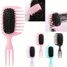 Resim 1 adet Naylon Kıllar Kıvırcık Saç Fırçası, ABS Plastik Sap, Yumuşak Açma ve Bukle Geliştirici Tarak, Şekillendirme, Bukleleri Şekillendirme için, Normal Saçlar için Uygun, Islak/Kuru Kullanım 